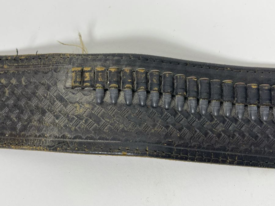 Tooled Leather .22 Caliber Gun Holster Belt Size 36 Made In Mexico [Photo 7]