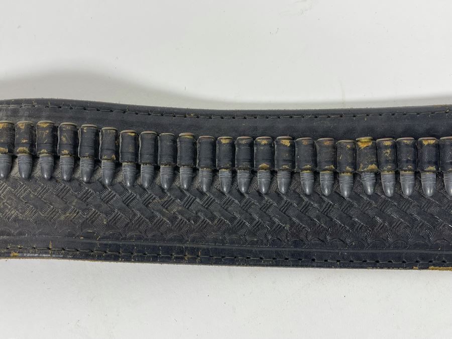 Tooled Leather .22 Caliber Gun Holster Belt Size 36 Made In Mexico [Photo 6]