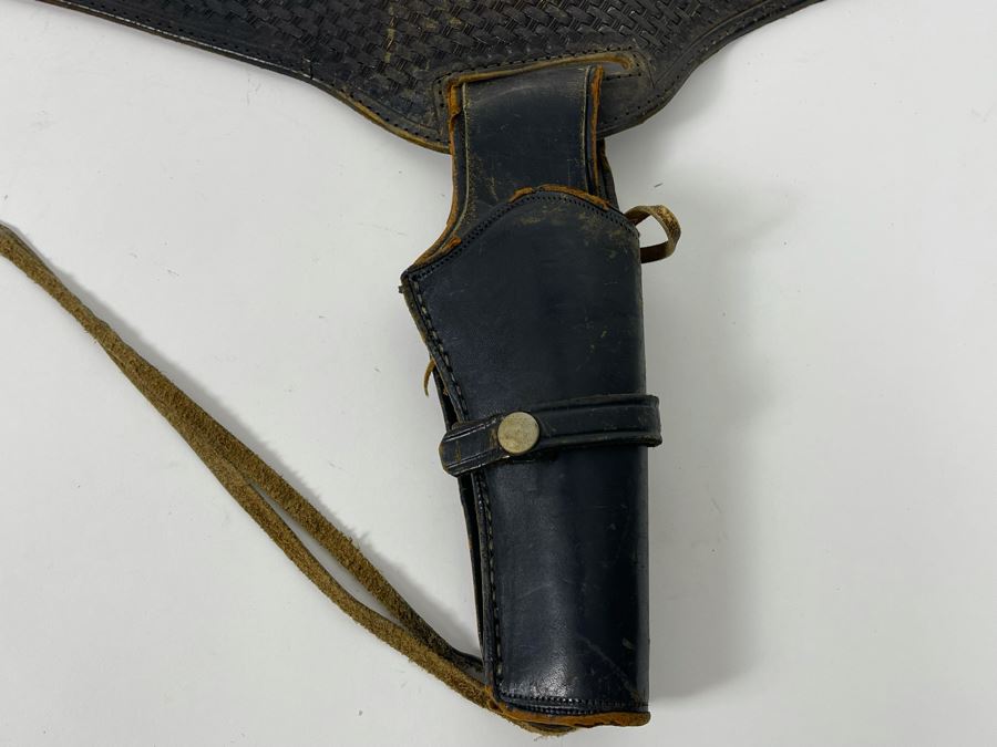 Tooled Leather .22 Caliber Gun Holster Belt Size 36 Made In Mexico [Photo 9]