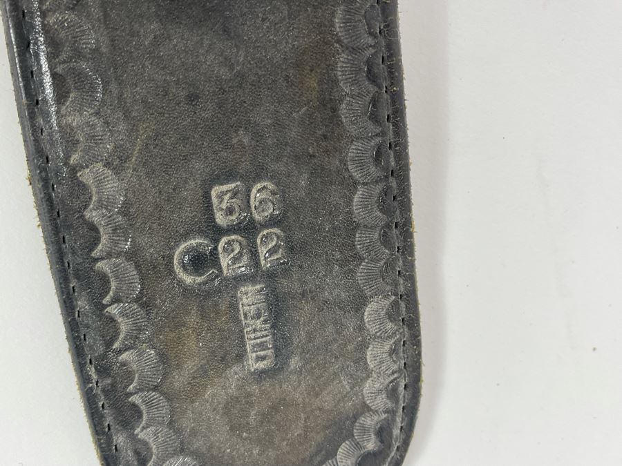 Tooled Leather .22 Caliber Gun Holster Belt Size 36 Made In Mexico [Photo 12]