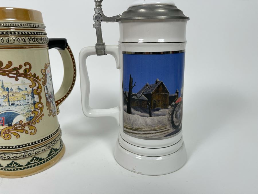 Pair Of Beer Steins - One Is Limited Edition David Mann Limited Edition 8H [Photo 7]