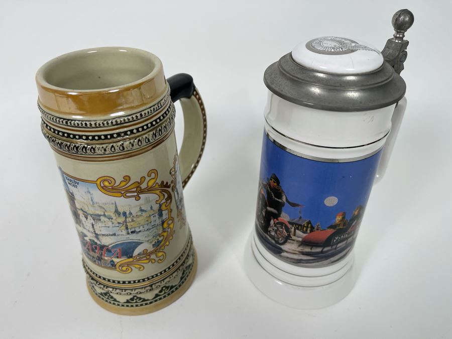 Pair Of Beer Steins - One Is Limited Edition David Mann Limited Edition 8H [Photo 3]