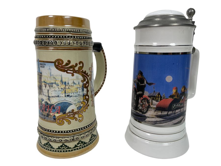 Pair Of Beer Steins - One Is Limited Edition David Mann Limited Edition 8H [Photo 1]