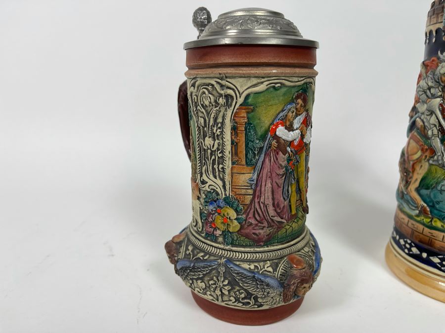 Pair Of German Beer Steins 11.5H And 7.5H [Photo 12]