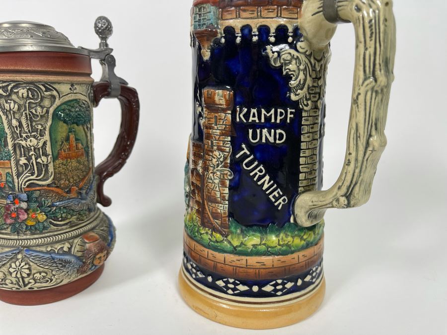 Pair Of German Beer Steins 11.5H And 7.5H [Photo 7]