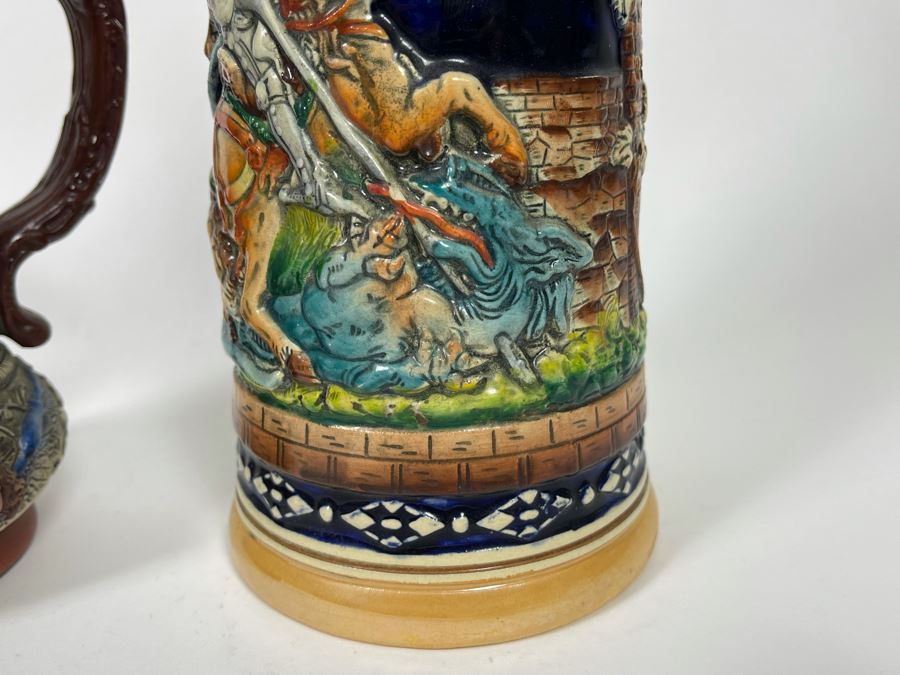 Pair Of German Beer Steins 11.5H And 7.5H [Photo 4]