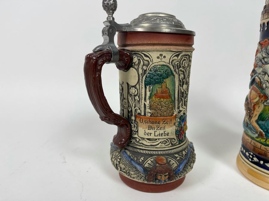 Pair Of German Beer Steins 11.5H And 7.5H [Photo 11]