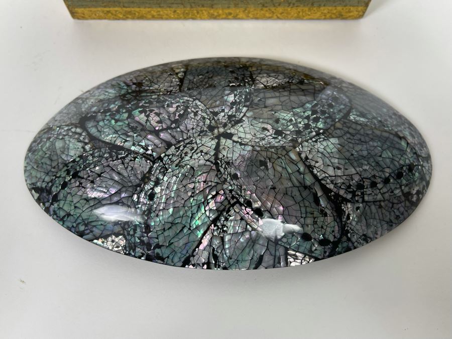 Mother Of Pearl Inlay Dish 7 X 4 And Italian Box 6 X 4.5 [Photo 5]