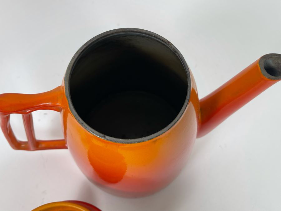 Mid-Century Orange Descoware Enamel Coffee Pot Made In Belgium 10H [Photo 8]