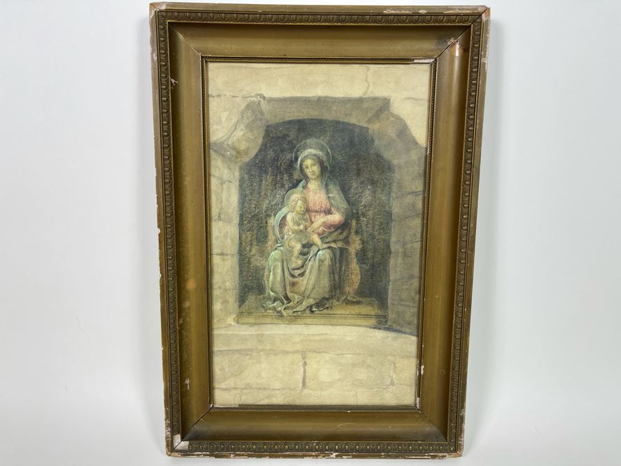 Vintage Framed Madonna And Child 14 X 20.5 [Photo 3]