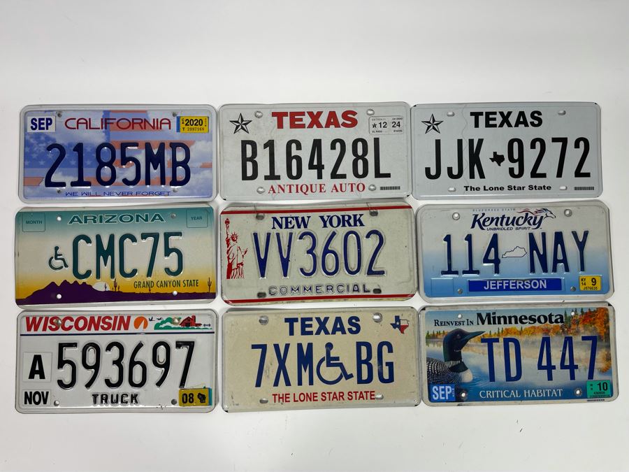 Nine License Plates From Various States [Photo 2]