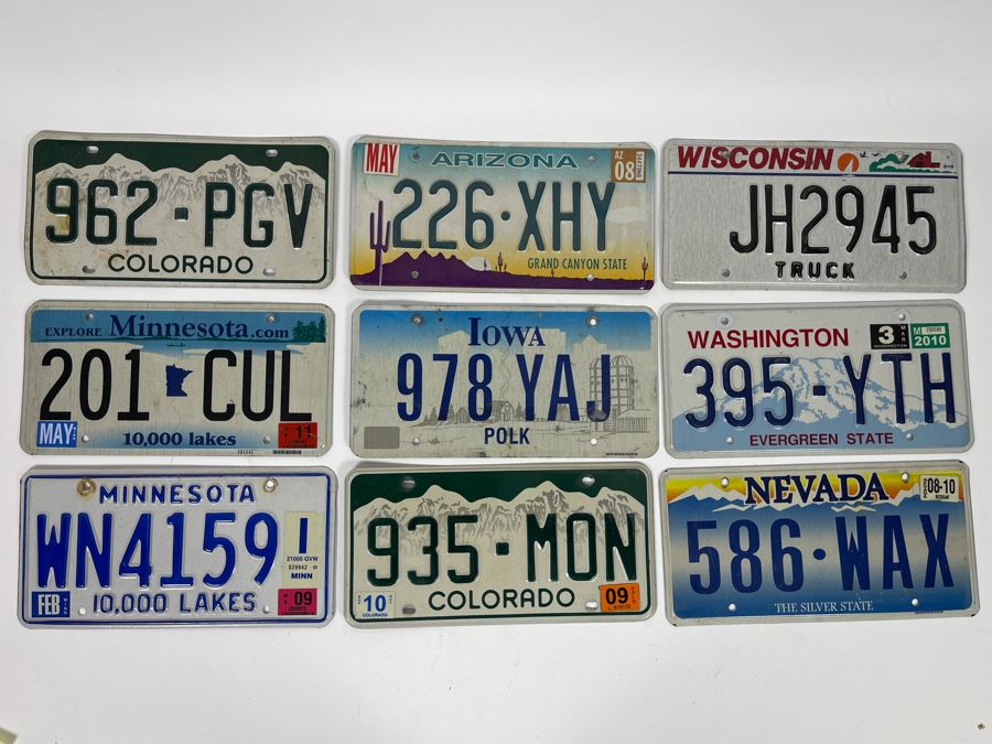 Nine License Plates From Various States [Photo 2]