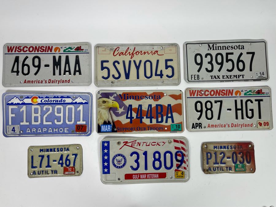 Nine License Plates From Various States [Photo 2]