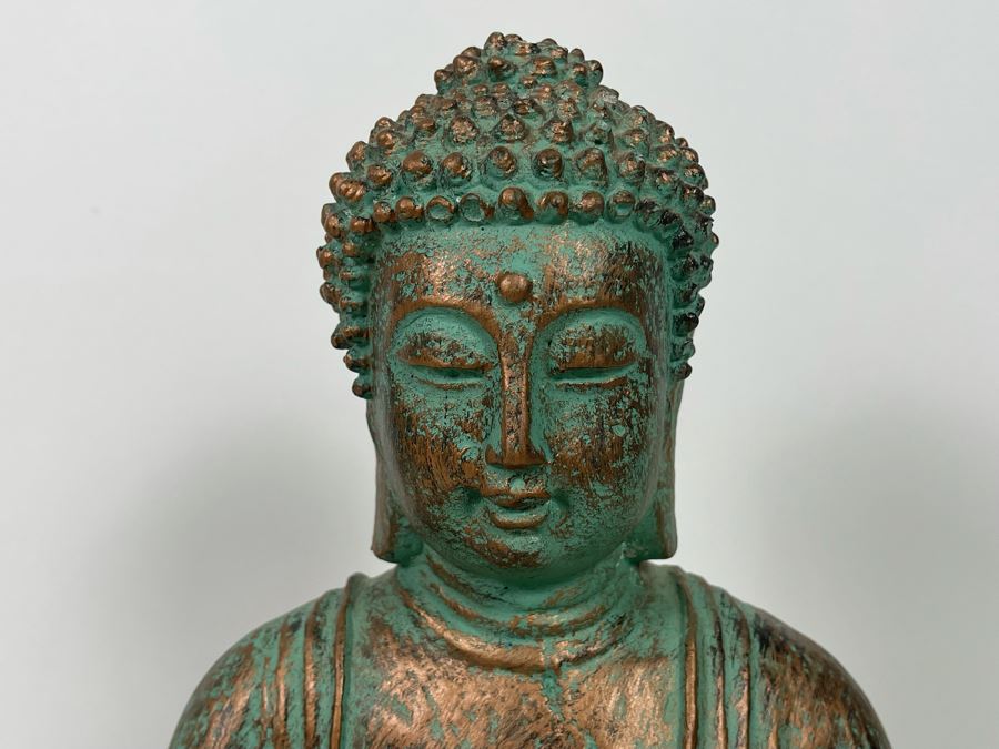 Concrete Buddha Statue With Bronze Patina 9W X 16H [Photo 4]