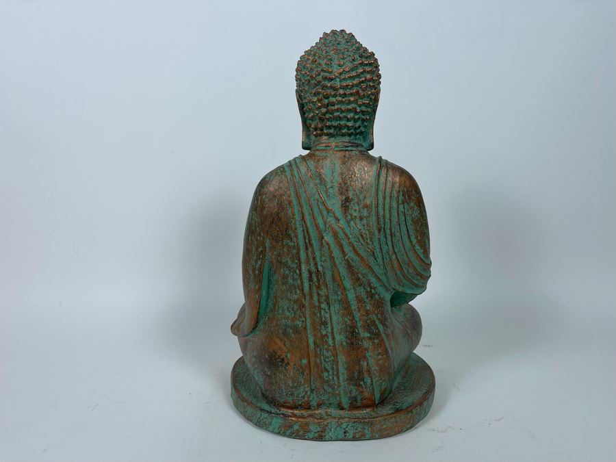 Concrete Buddha Statue With Bronze Patina 9W X 16H [Photo 8]