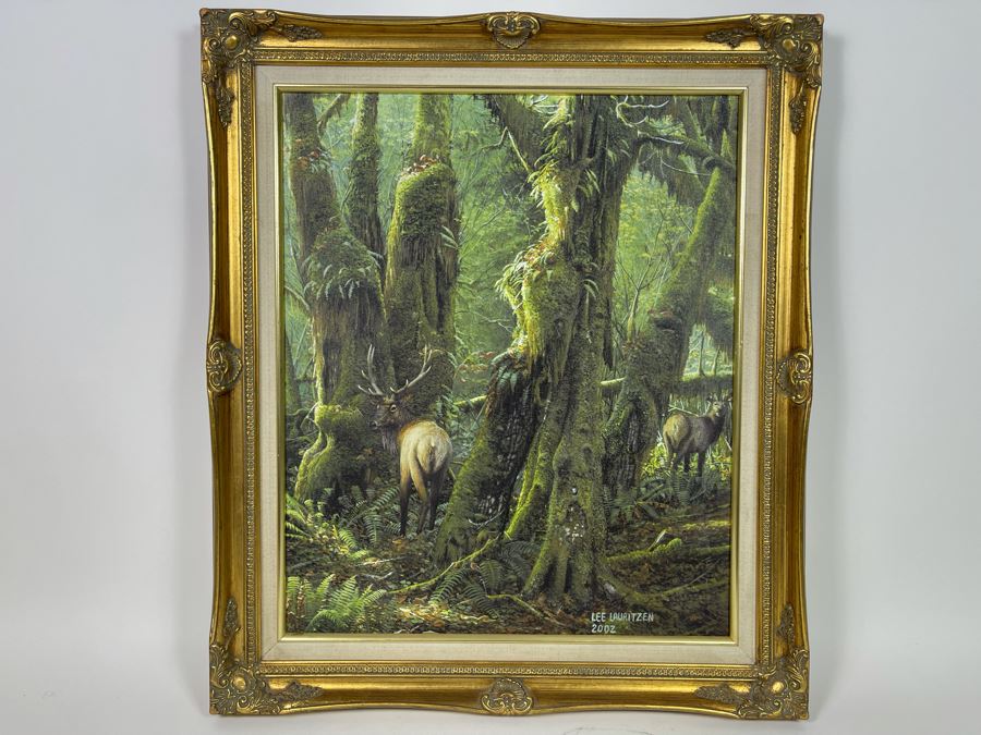 Original Lee Lauritzen Acrylic Painting Framed Titled “Roosevelt Elk” 18 X 14 [Photo 3]