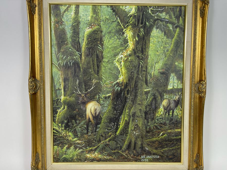 Original Lee Lauritzen Acrylic Painting Framed Titled “Roosevelt Elk” 18 X 14 [Photo 4]