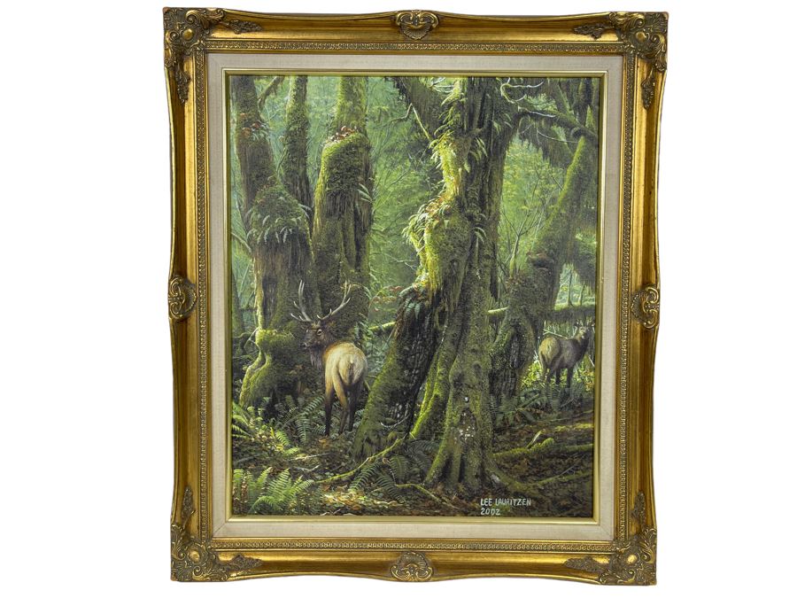 Original Lee Lauritzen Acrylic Painting Framed Titled “Roosevelt Elk” 18 X 14