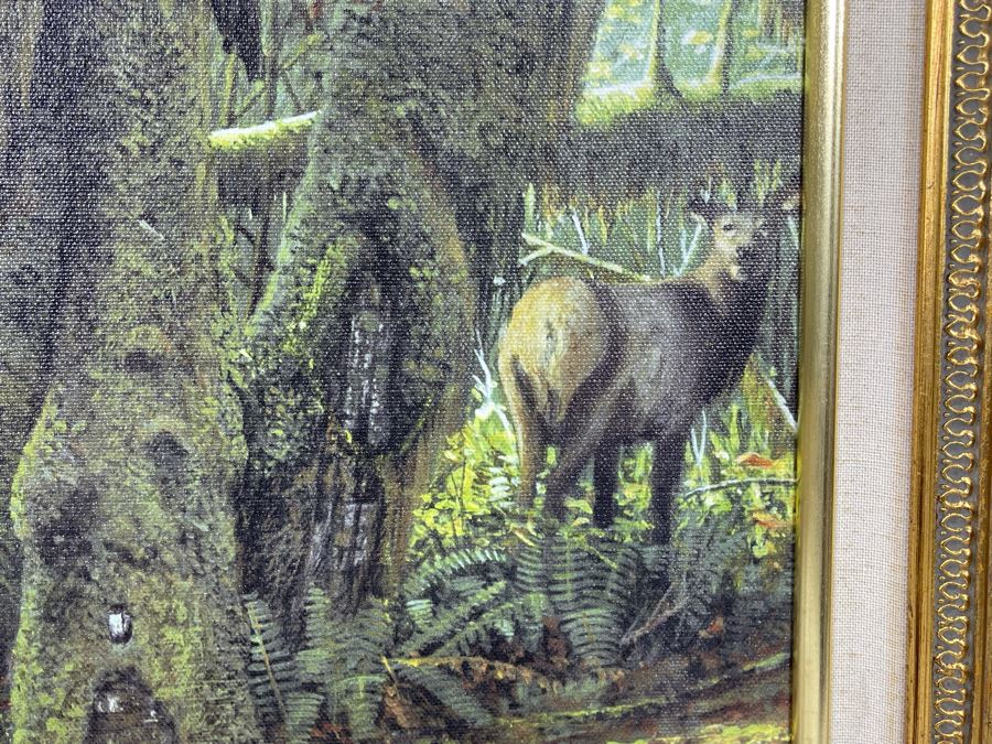 Original Lee Lauritzen Acrylic Painting Framed Titled “Roosevelt Elk” 18 X 14 [Photo 6]