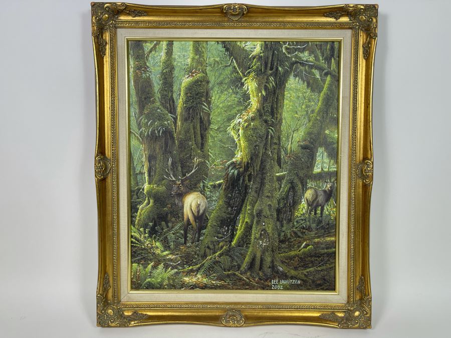 Original Lee Lauritzen Acrylic Painting Framed Titled “Roosevelt Elk” 18 X 14 [Photo 2]