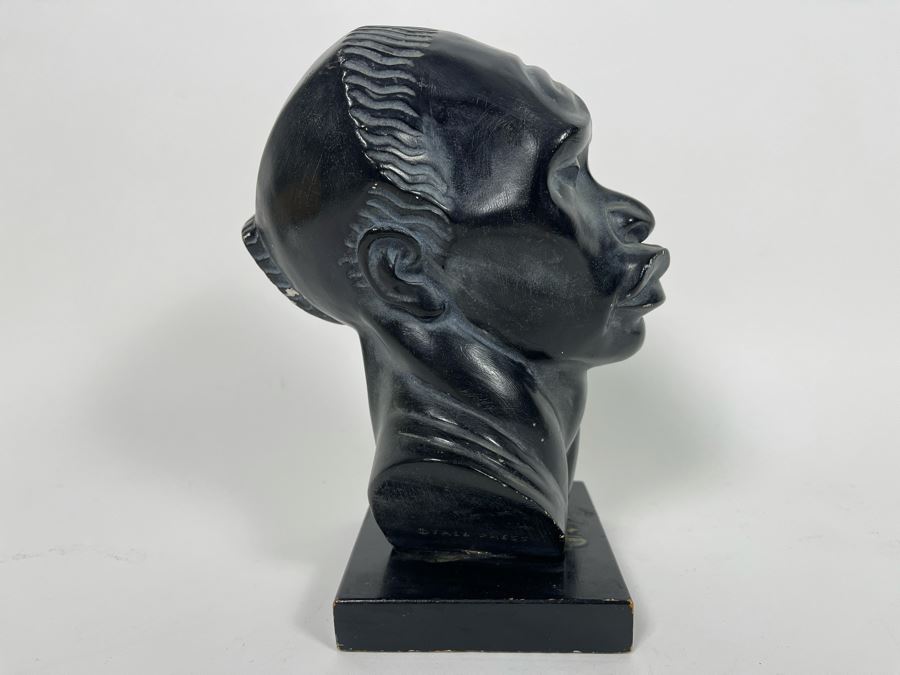 Vintage Fred Press African Male Bust Head Plaster Sculpture 7W X 6.5D X 9H [Photo 2]