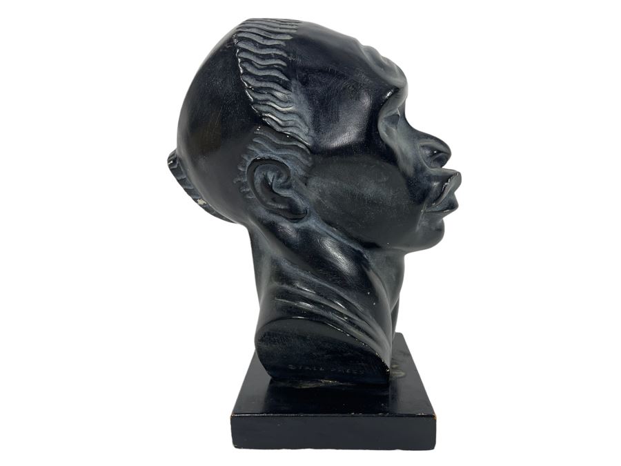 Vintage Fred Press African Male Bust Head Plaster Sculpture 7W X 6.5D X 9H
