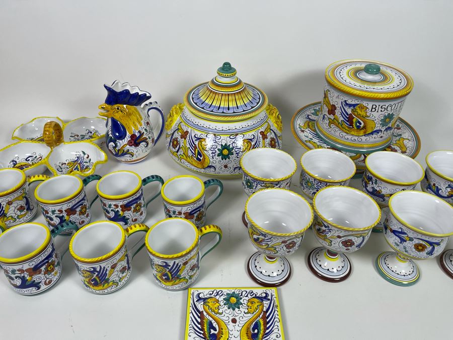 Collection Of Vintage Italian Ceramics Pottery Including Labor Deruta And Arte D’Italia - See Photos [Photo 4]