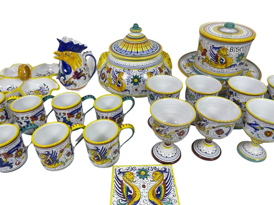 Collection Of Vintage Italian Ceramics Pottery Including Labor Deruta And Arte D’Italia - See Photos