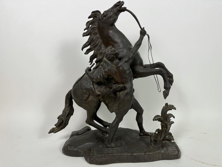 Bronze Statue Of Marly Horses And Its Stable-Keeper Africa After Guillaume Coustou 18W X 8D X 20H [Photo 3]