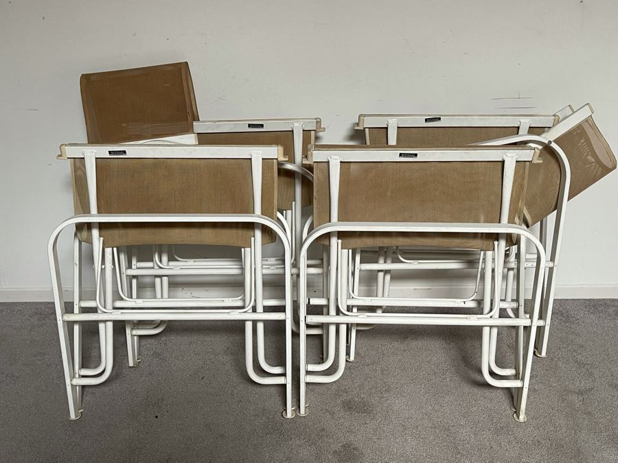 Pair Of Woodard Outdoor Folding Aluminum Chairs With Ottomans [Photo 3]