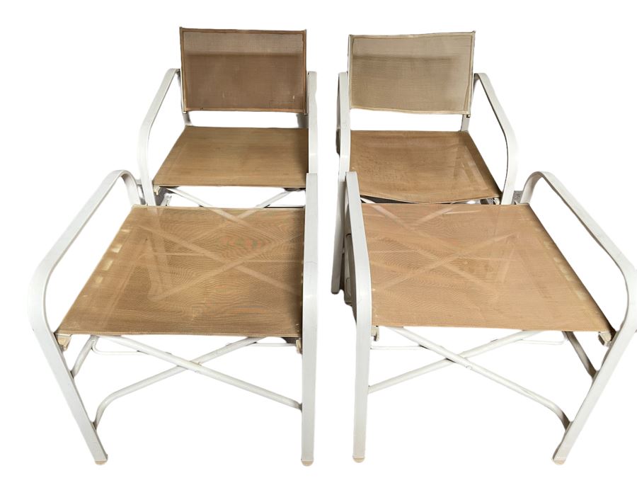 Pair Of Woodard Outdoor Folding Aluminum Chairs With Ottomans [Photo 1]