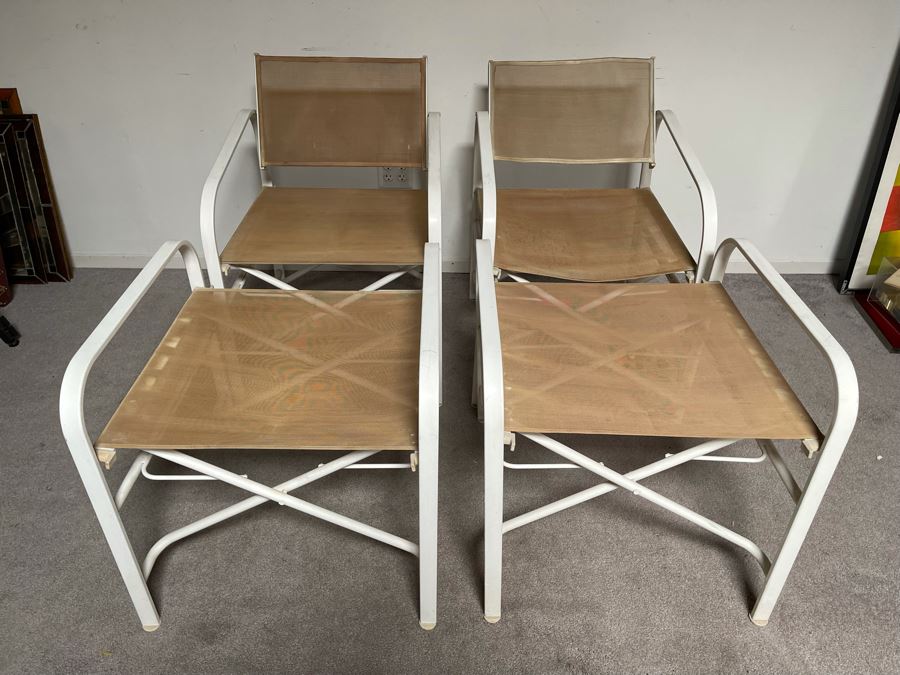 Pair Of Woodard Outdoor Folding Aluminum Chairs With Ottomans [Photo 8]