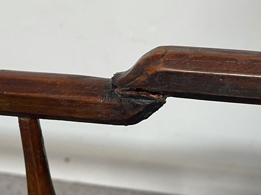 Rare Antique Korean Litter Gama With Slatted Base And Original Poles For Carrying Human - See Photos For Glass Top Used As Coffee Table 41 X 35 (Poles 6'L) [Photo 12]