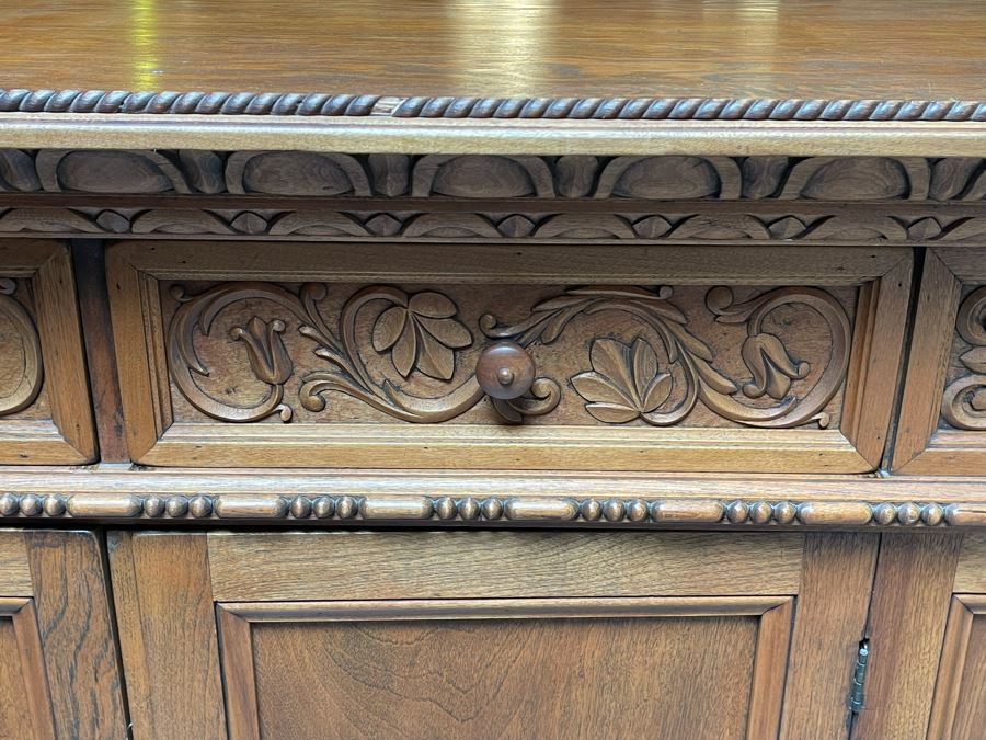Antique Italian Walnut Sideboard Cabinet 59W X 17D X 51H [Photo 6]