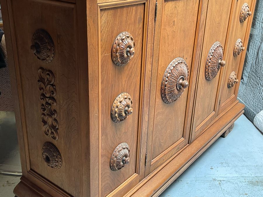 Antique Italian Walnut Sideboard Cabinet 59W X 17D X 51H [Photo 9]
