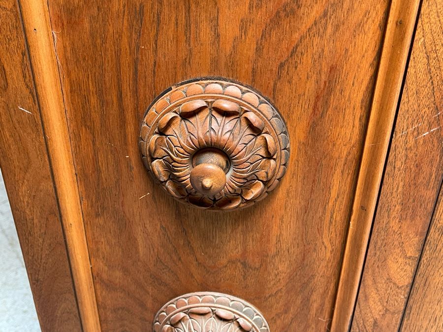 Antique Italian Walnut Sideboard Cabinet 59W X 17D X 51H [Photo 7]