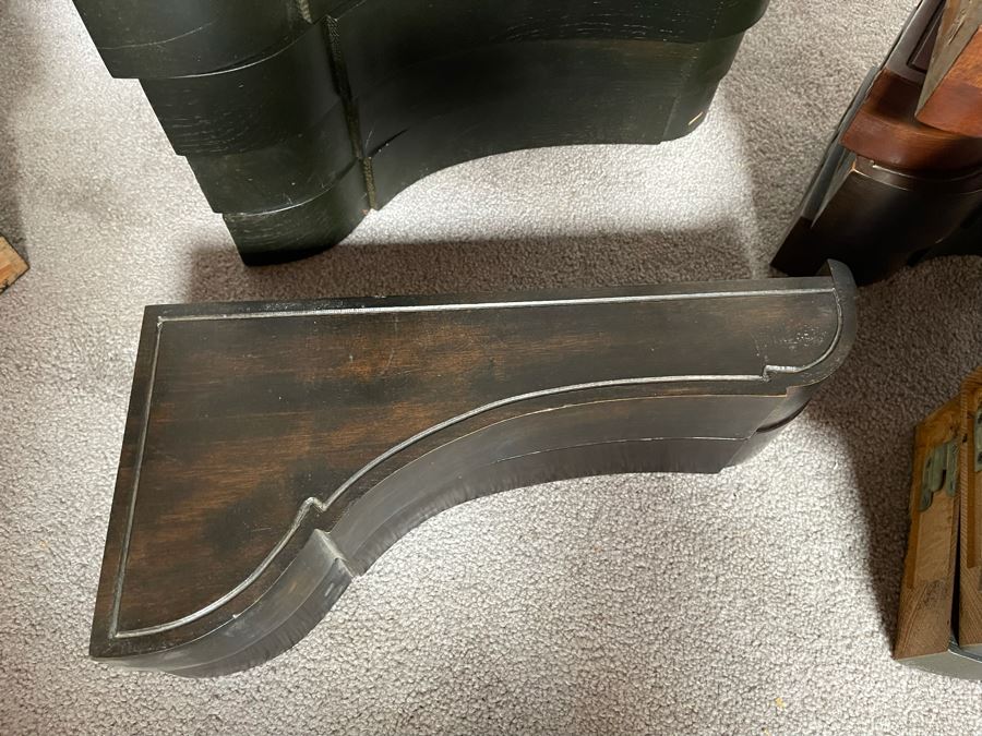 Collection Of Mid-Century Wooden Wall Shelving Brackets 2 Sizes: 16'L And 11'L [Photo 11]