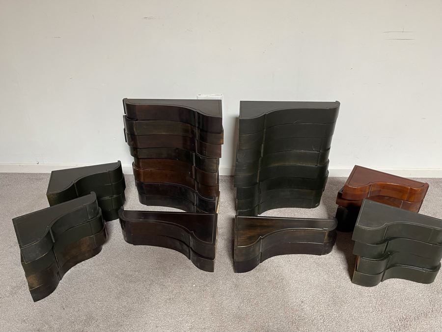 Collection Of Mid-Century Wooden Wall Shelving Brackets 2 Sizes: 16'L And 11'L [Photo 5]