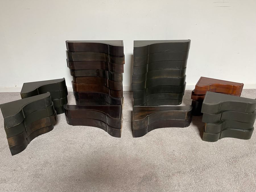 Collection Of Mid-Century Wooden Wall Shelving Brackets 2 Sizes: 16'L And 11'L [Photo 3]