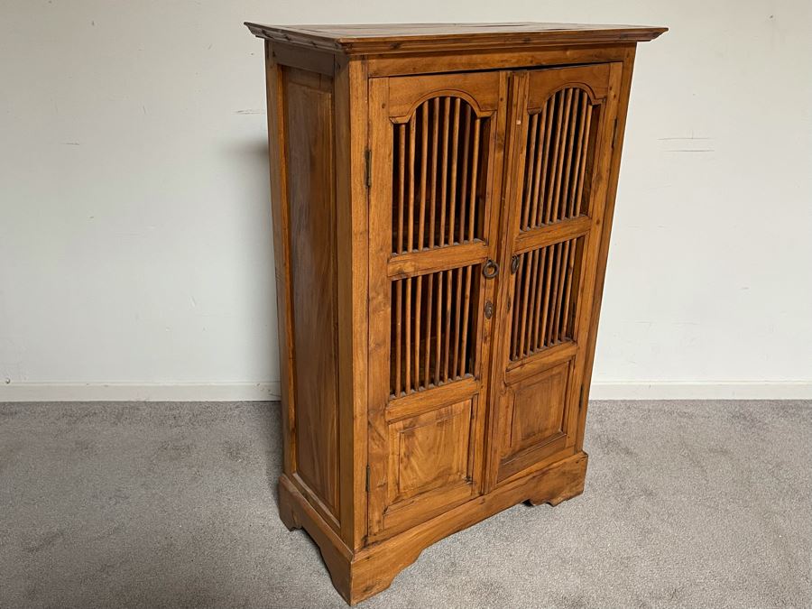 Indonesian Teak Spindle Front Cabinet 26W X 12.5D X 39H [Photo 5]