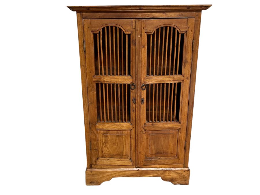 Indonesian Teak Spindle Front Cabinet 26W X 12.5D X 39H [Photo 1]