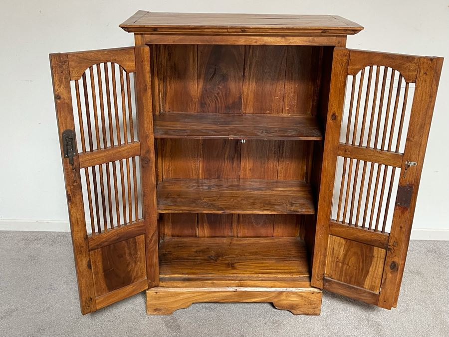Indonesian Teak Spindle Front Cabinet 26W X 12.5D X 39H [Photo 11]