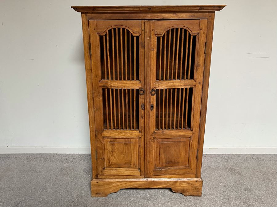 Indonesian Teak Spindle Front Cabinet 26W X 12.5D X 39H [Photo 3]