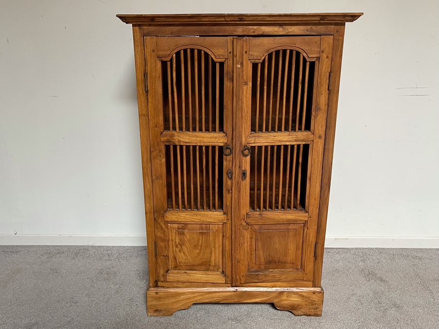 Indonesian Teak Spindle Front Cabinet 26W X 12.5D X 39H [Photo 2]