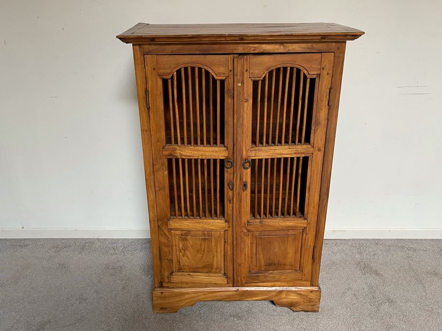 Indonesian Teak Spindle Front Cabinet 26W X 12.5D X 39H [Photo 4]