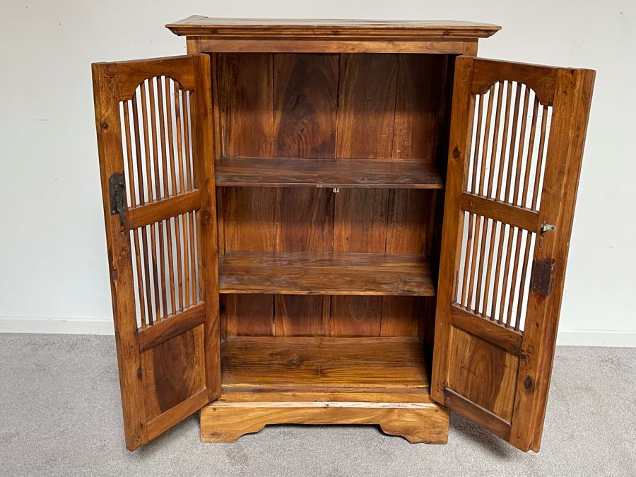 Indonesian Teak Spindle Front Cabinet 26W X 12.5D X 39H [Photo 7]