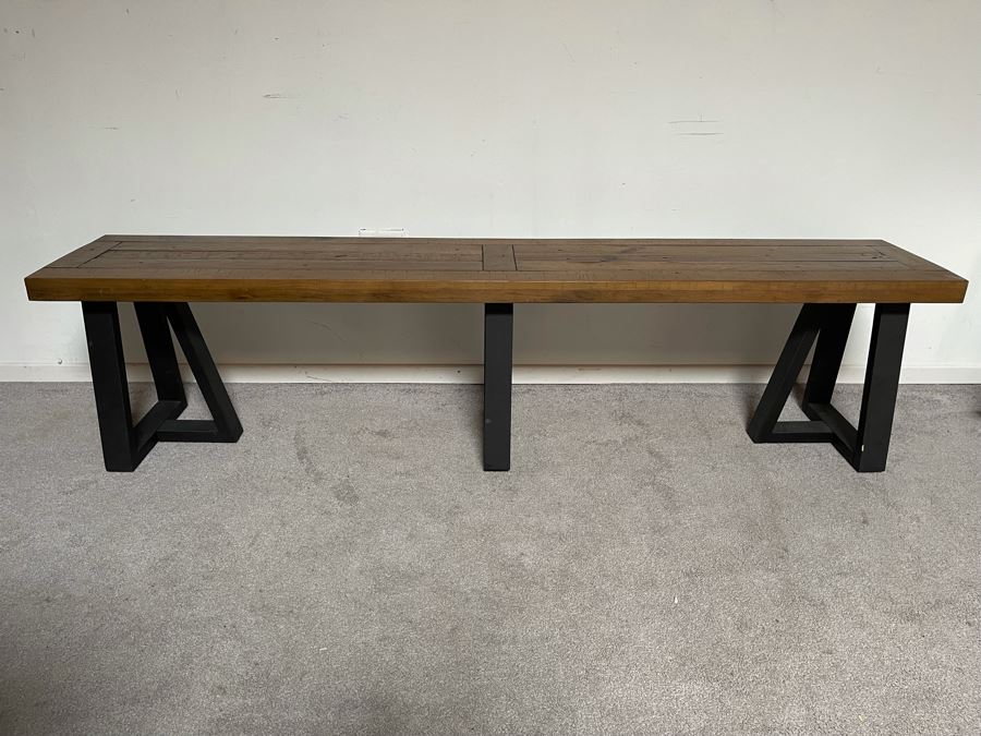 Long Wooden Bench 75W X 14D X 18.5H [Photo 4]