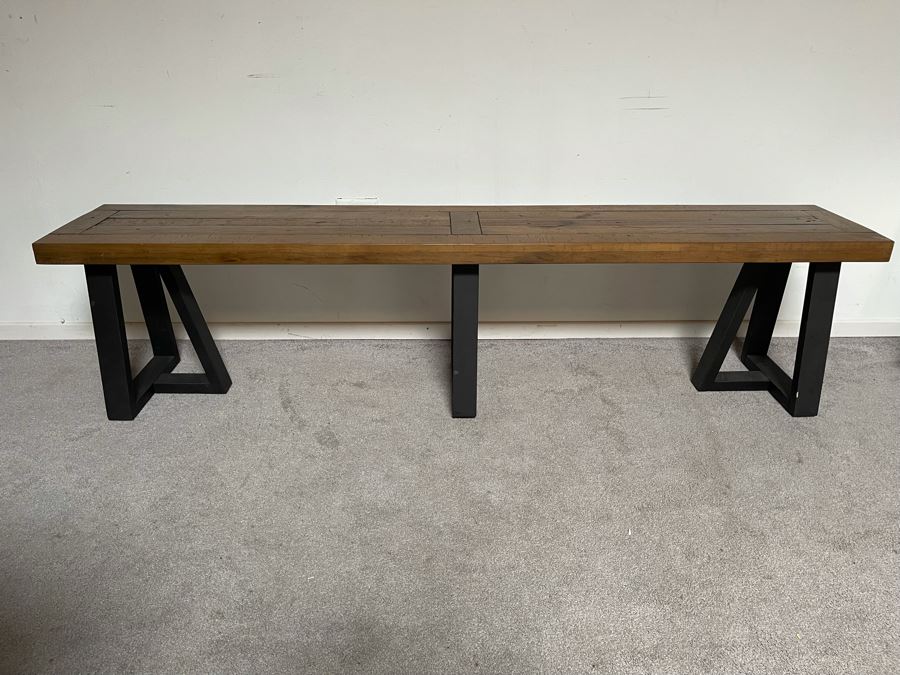 Long Wooden Bench 75W X 14D X 18.5H [Photo 2]