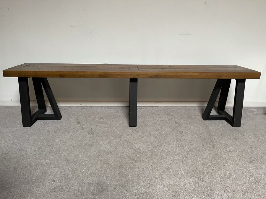 Long Wooden Bench 75W X 14D X 18.5H [Photo 3]