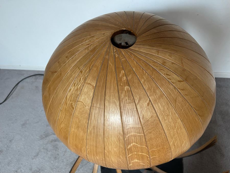 Large One-Of-A-Kind Studio Sculptural Jelly Fish Freestanding Floor Lamp Spring Made Of Wood, Metal And Tequilla Cask Base - Projects Horseshoe On Ceiling 3'W X 40'H [Photo 8]